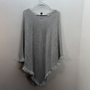 Beryll 100% Cashmere Poncho Fringe Boho Artisan‎ Quiet Luxury Sweater Shawl OS